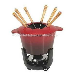supply cast iron enamel stock pots Cast Iron Enamel Round Chafing Dish cast iron cheese fondue set