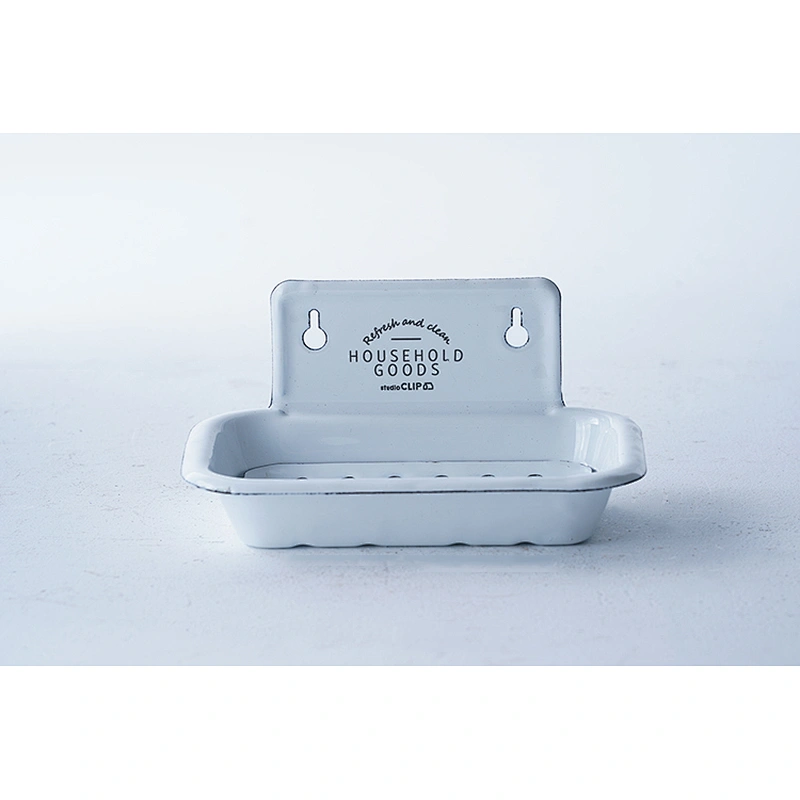 Wholesale OEM ODM good quality corrosion resistant white carbon steel enamel soap holder soap box soap dish