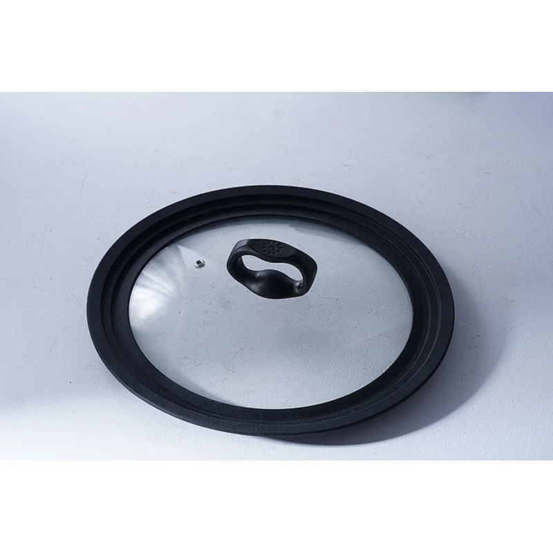 Professional cookware supplier black round two side handles big cast iron preseasoned fry pan non stick with glass lid