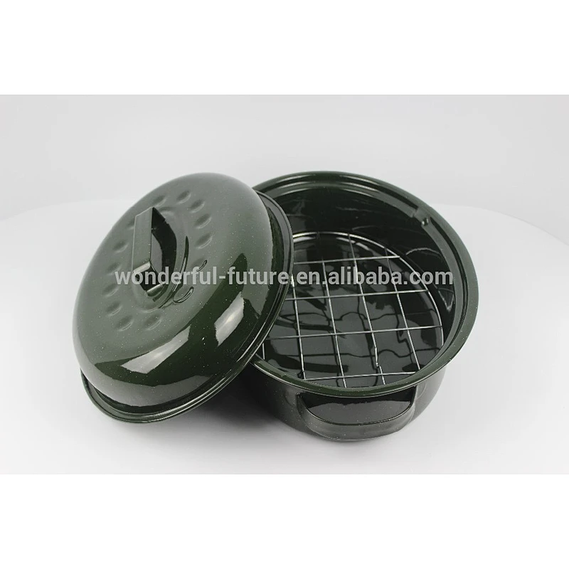 Enamel Coated Steel,roast Pan ,Enamel circle Roaster , self basting circle roaster,,Enamel Potato Pot