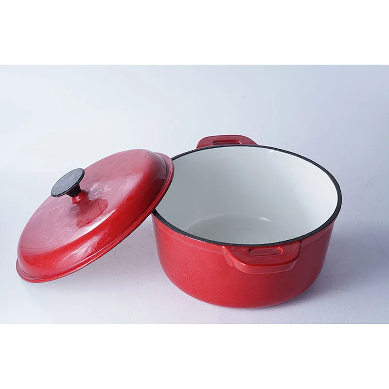 Wholesale good quality household hotel restaurant universal red round cast iron enamel soup pots for cooking