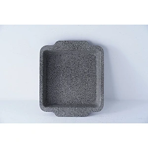 Hot sale household commercial grey carbon steel non stick coating oven tray bakeware cake pie baking trays with two side handles