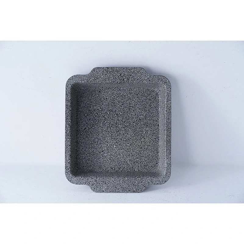Hot sale household commercial grey carbon steel non stick coating oven tray bakeware cake pie baking trays with two side handles