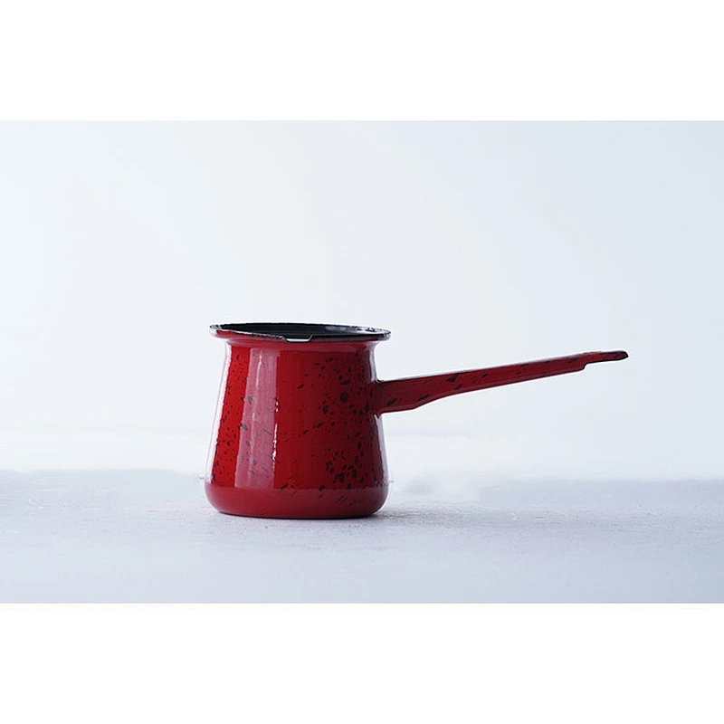 Wholesale red mini carbon steel enamel tea kettle insulated teapot with long handle for gift