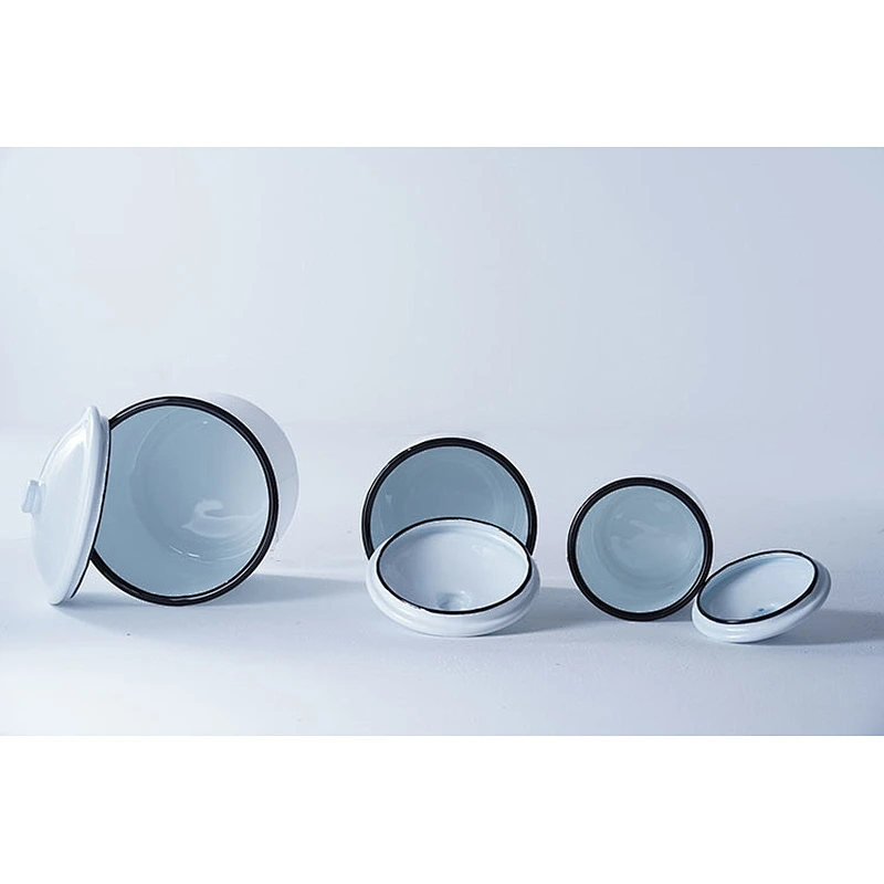 Wholesale OEM custom white carbon steel sets multi-functional enamel canister enamel cup enamel mug with lid
