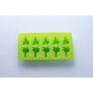 Wholesale safe material high temperature resistance green coconut tree shape silicone ice chocolate pudding cake baking molds