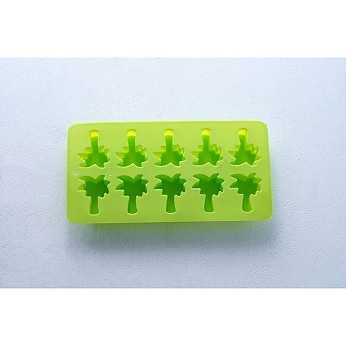 Wholesale safe material high temperature resistance green coconut tree shape silicone ice chocolate pudding cake baking molds
