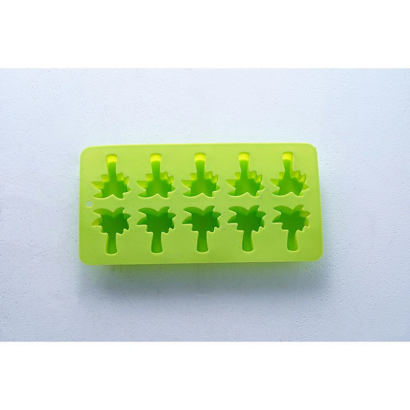 Wholesale safe material high temperature resistance green coconut tree shape silicone ice chocolate pudding cake baking molds