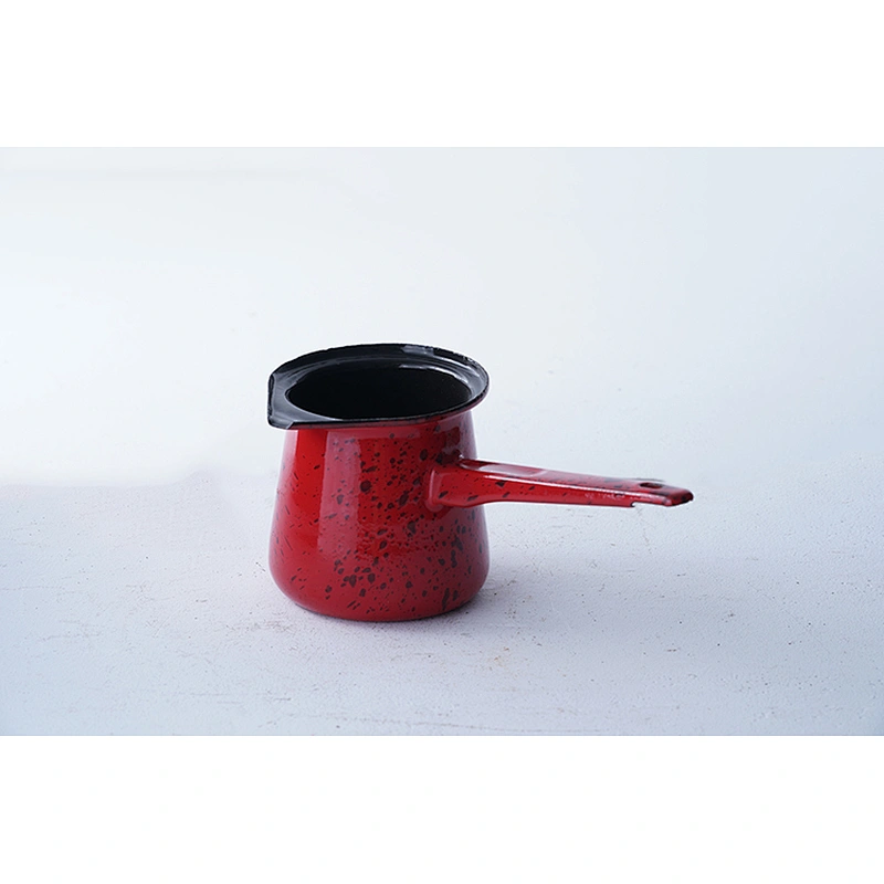 Wholesale red mini carbon steel enamel tea kettle insulated teapot with long handle for gift