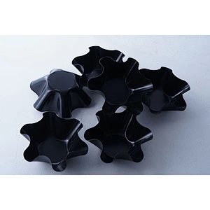 Wholesale professional Mexican tortilla tins 6 pieces set black small carbon steel non stick coating cute cake cup molds tin