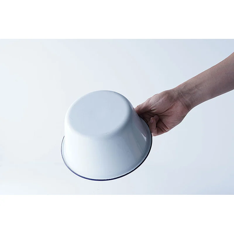 Hot sale household classic multiple sizes white round big capacity multifunction metal carbon steel enamel bowl sets