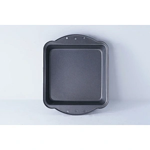 Wholesale grey rectangular carbon steel coating small baking tray rectangle non stick bakeware with two side handles
