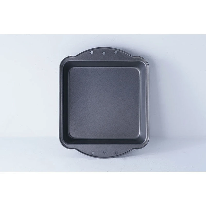 Wholesale grey rectangular carbon steel coating small baking tray rectangle non stick bakeware with two side handles