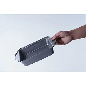 Wholesale grey rectangular carbon steel coating small baking tray rectangle non stick bakeware with two side handles