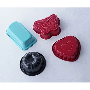 Custom multiple shapes animal butterfly heart round rectangular colorful carbon steel non stick coating mini cake molds