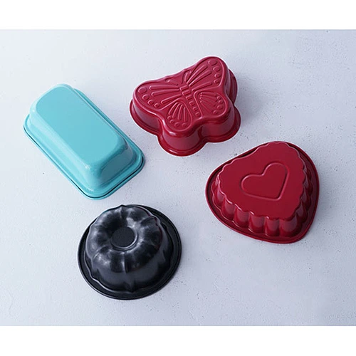 Custom multiple shapes animal butterfly heart round rectangular colorful carbon steel non stick coating mini cake molds