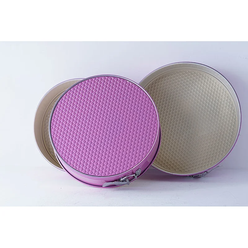 OEM ODM fashionable purple round multiple sizes carbon steel non stick coating ice cream chocolate fondant cake mold sets