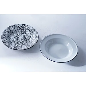 Hot sale OEM ODM multiple sizes custom design coloured carbon steel metal enamel serving dish vintage plates set