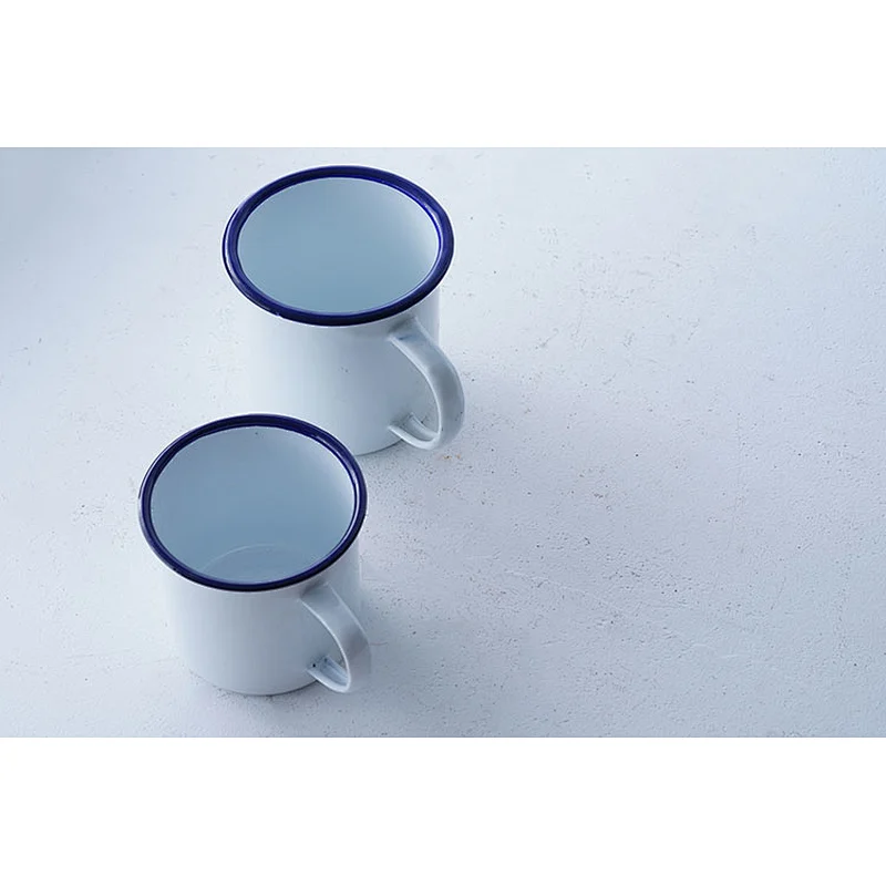 Professional kitchenware supplier accept custom logo white no lid metal carbon steel enamel-coated round cup set