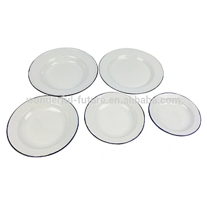 Unbreakable chinese dinner plate 18-30cm carbon steel enamel kitchen dishes