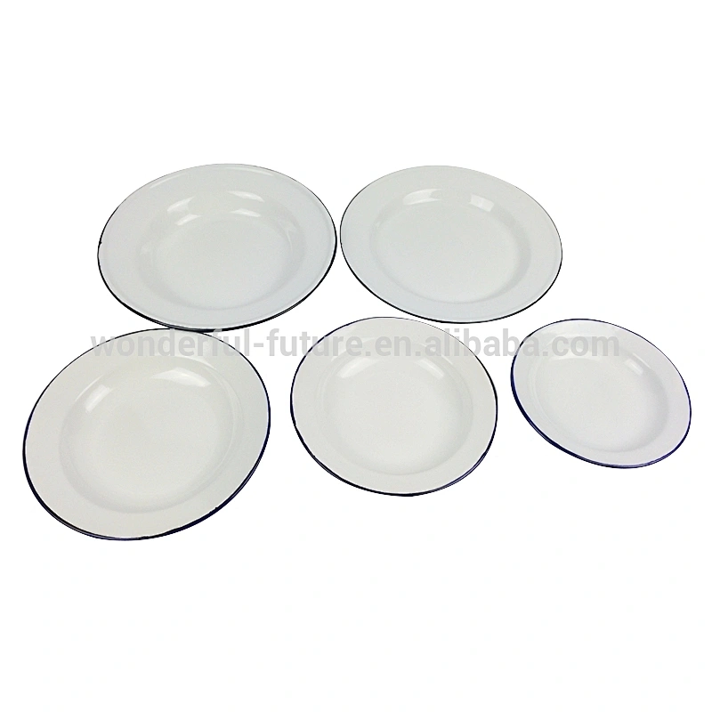 Unbreakable chinese dinner plate 18-30cm carbon steel enamel kitchen dishes
