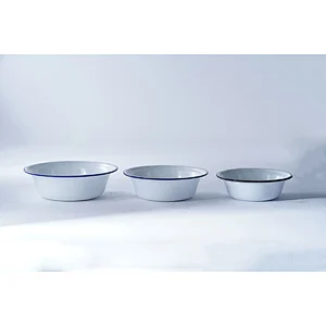 Good quality multiple sizes white classic design household carbon steel enamel storage bowl set