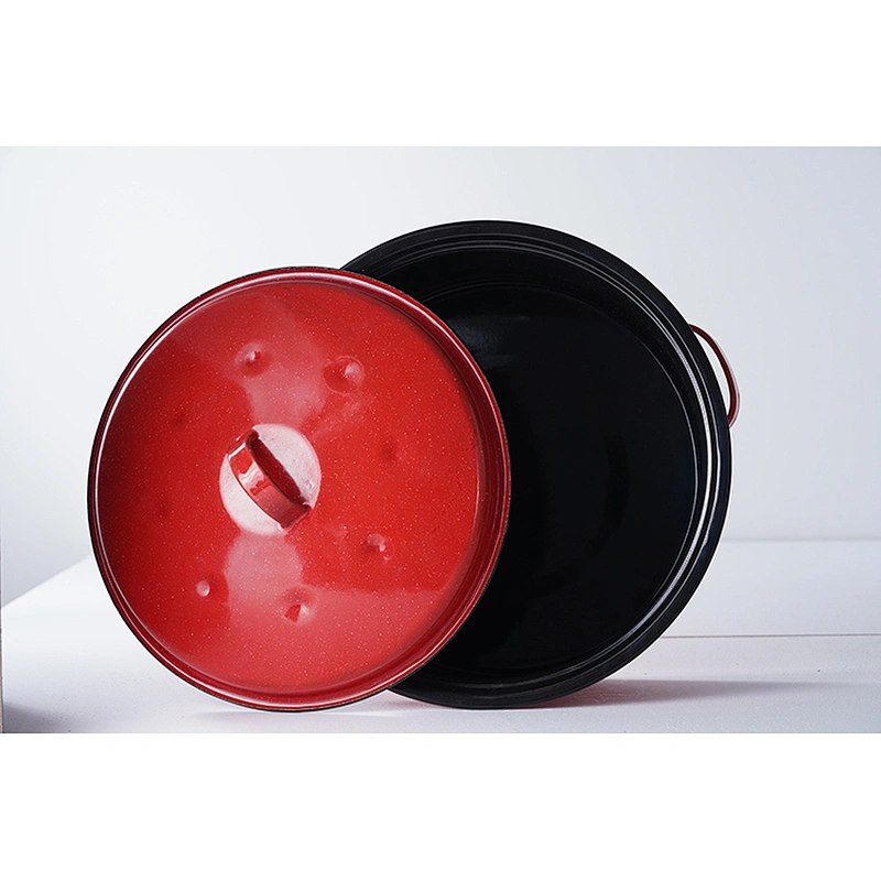 Accept customized design OEM ODM various colors durable enamel carbon steel cookware self basting roaster pot for cooking