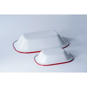 Wholesale OEM accept customized sizes kitchen classic cookware white flat-bottomed carbon steel enamel plates dishes set