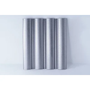 Hot sale two three four slots wave pattern perforated carbon steel non stick coating French baguette bread oven baking tray