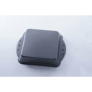 Wholesale grey rectangular carbon steel coating small baking tray rectangle non stick bakeware with two side handles