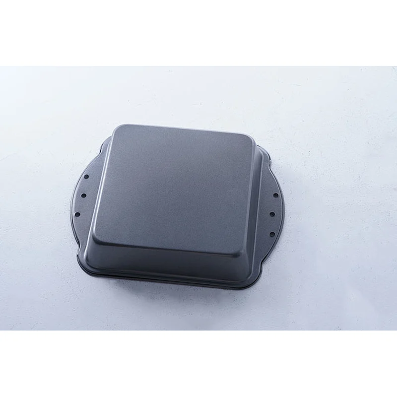 Wholesale grey rectangular carbon steel coating small baking tray rectangle non stick bakeware with two side handles