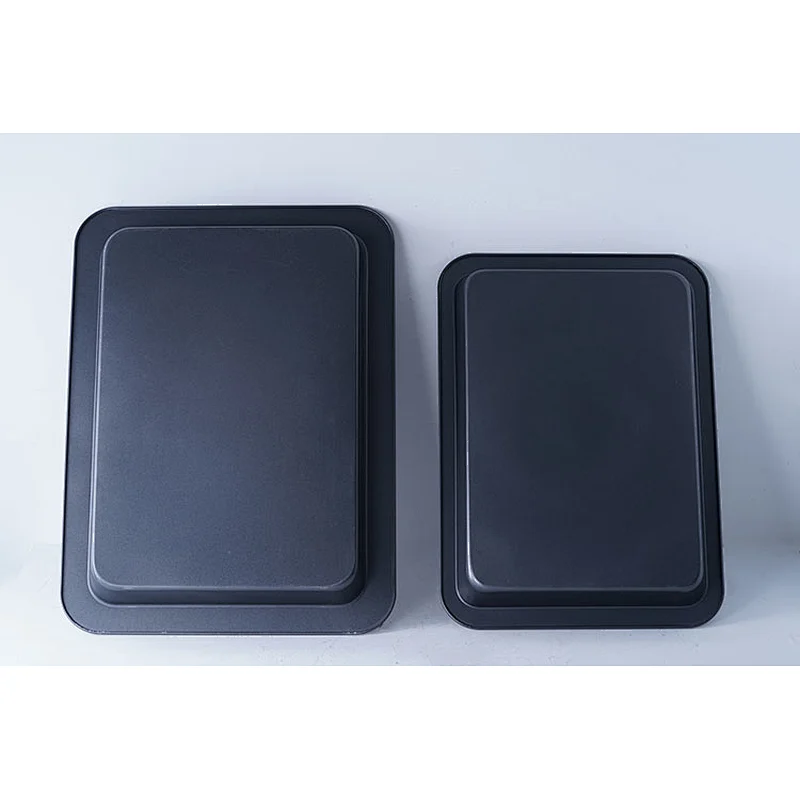 Multiple sizes available black rectangular classic pattern carbon steel bake cake tray baking pan non stick bakeware set