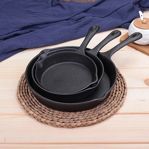 Hot sale multiple customized sizes available professional restaurant cast iron preseasoned skillet frying pan cookware
