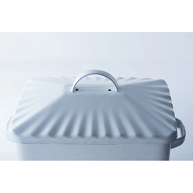 Custom durable big capacity white rectangular two side handle multi-functional carbon steel enamel coated tea with lid