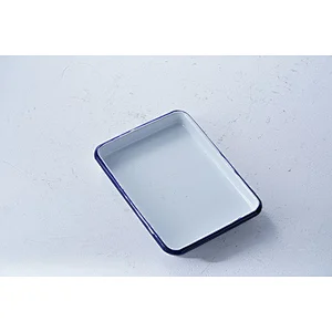 Wholesale small white rectangular heat resistant Insulated enameled metal plate carbon steel serving dishes