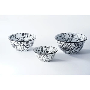 Wholesale durable household dinnerware multiple sizes available spot pattern carbon steel enamel salad bowls set