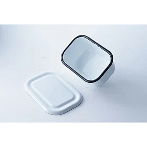 Professional tableware supplier good quality OEM ODM white carbon steel enamel butter dish with lid