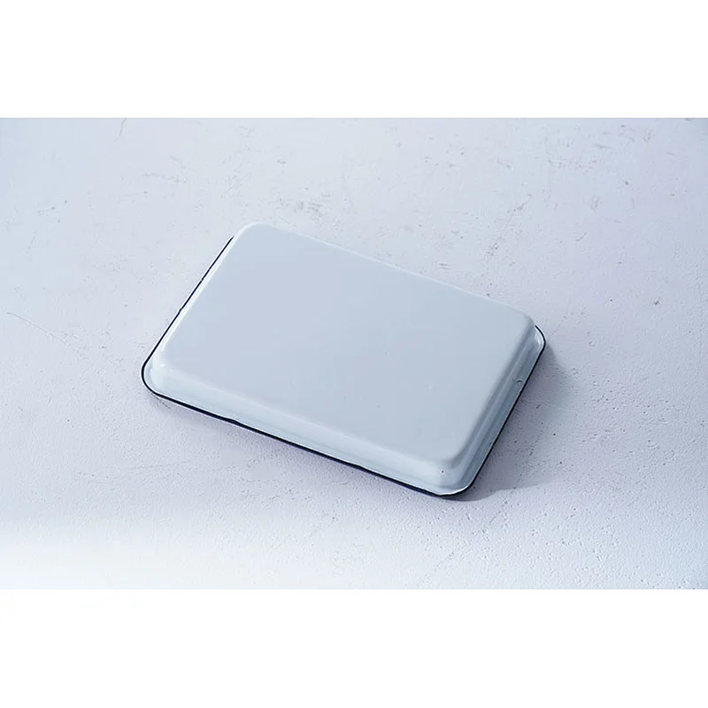 Wholesale small white rectangular heat resistant Insulated enameled metal plate carbon steel serving dishes