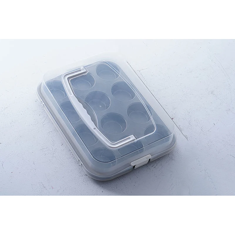 Wholesale 12 holes black round portable carbon steel non stick coating cake baking decorating molds with lid
