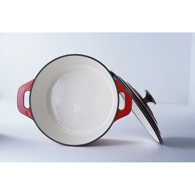 Wholesale high quality cookware OEM ODM available red cast iron enamel pot with insulation pads for cooking