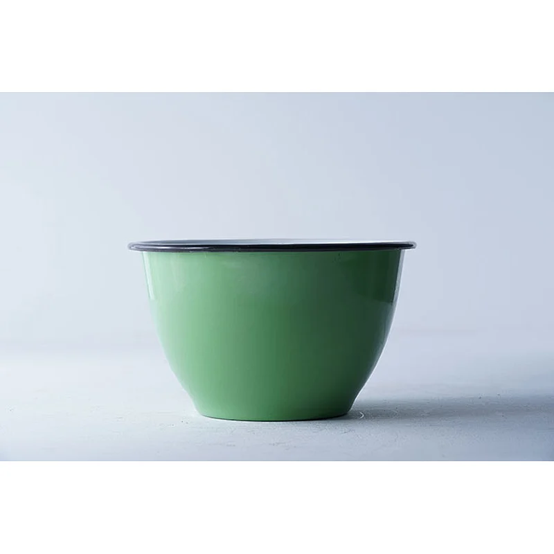Hot sale OEM good quality durable customized design green round metal carbon steel enamel large capacity bowl