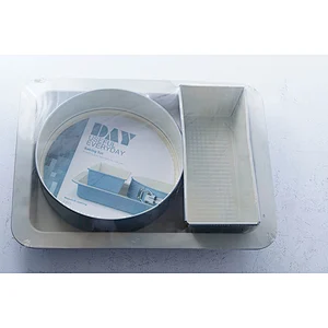Wholesale beautiful blue multiple shapes carbon steel non stick coating oven tray baking pan bakeware tray set