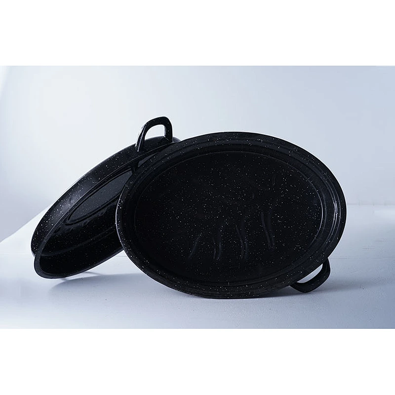 Good quality black kitchen carbon steel enamel roasting pans and pots cookware set for cooking