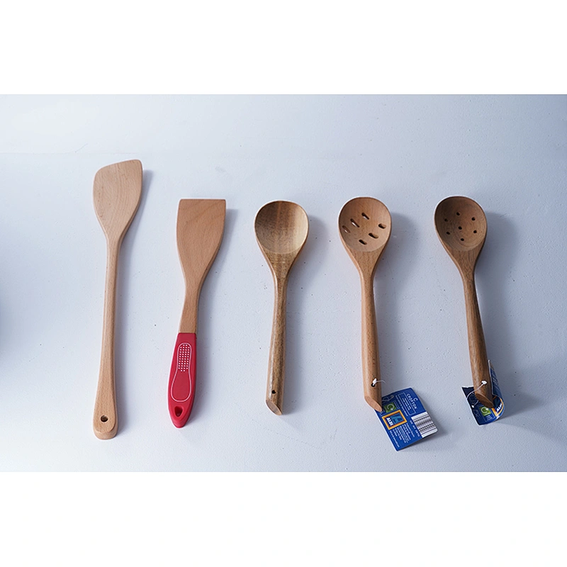 Hot sale food safety durable eco-friendy healthy 5 pcs wooden spoon set cooking utensil wood spoon set