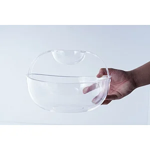 Hot sale universal transparent big capacity multifunction fruit salad 2 in 1 chip and dip serving bowl