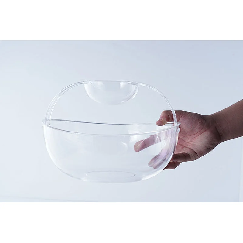 Hot sale universal transparent big capacity multifunction fruit salad 2 in 1 chip and dip serving bowl