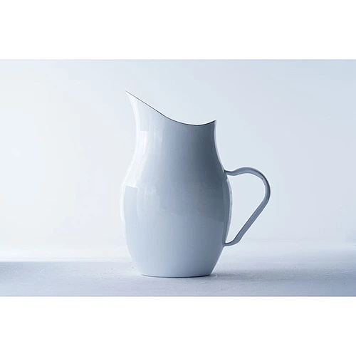 Hot sale elegant design pure white oblique mouh carbon steel enamel coffee tea water kettle with single handle