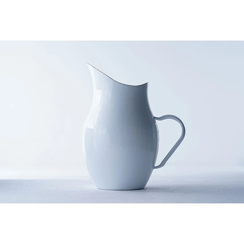 Hot sale elegant design pure white oblique mouh carbon steel enamel coffee tea water kettle with single handle