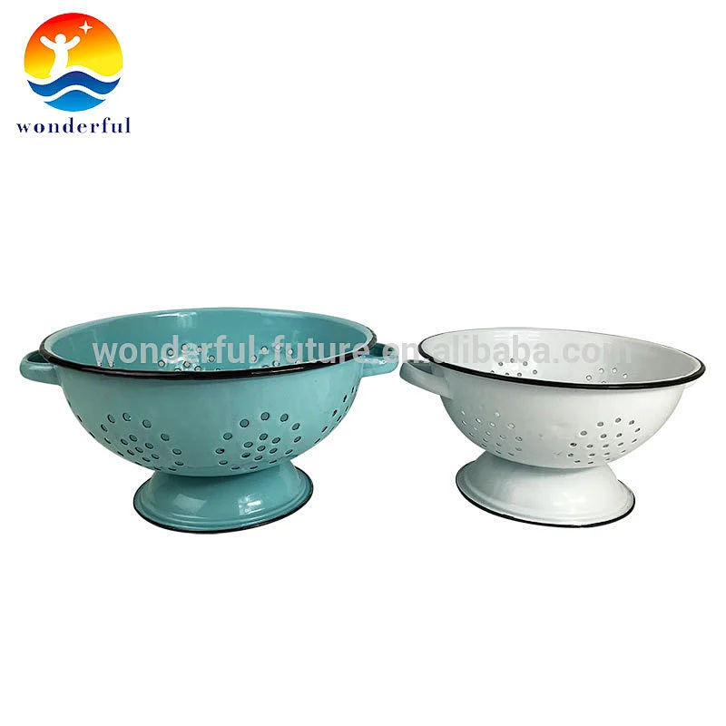 Kitchen enamel fruit basket&vegetable mesh strainer