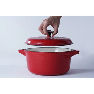 Wholesale good quality household hotel restaurant universal red round cast iron enamel soup pots for cooking
